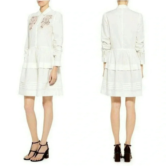 Rebecca Taylor embroidered button down mini dress